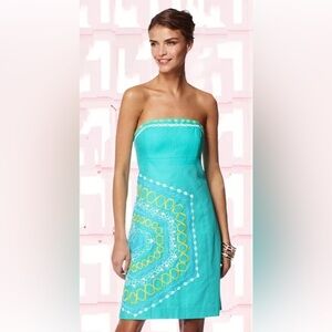 Lilly Pulitzer Bowen Comb Get It Embroidered Strapless Dress
